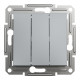 Вимикач триклавішний без рамки Schneider Electric Asfora, сталь