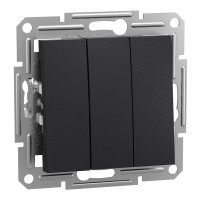 Вимикач триклавішний без рамки Schneider Electric Asfora, антрацит