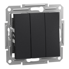 Вимикач триклавішний без рамки Schneider Electric Asfora, антрацит