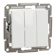Вимикач триклавішний без рамки Schneider Electric Asfora, білий