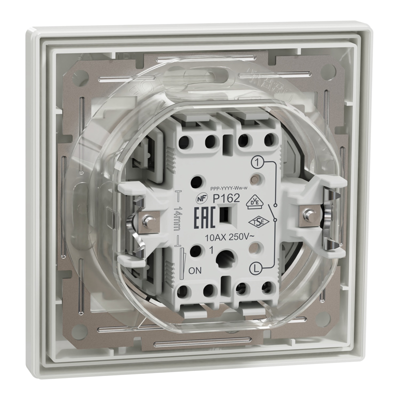 Вимикач одноклавішний самозажимний Schneider Electric Asfora, білий ip44