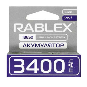 Акумулятор Rablex 18650 Li-ion 3.7 V 3400mAh 1xBL із захистом