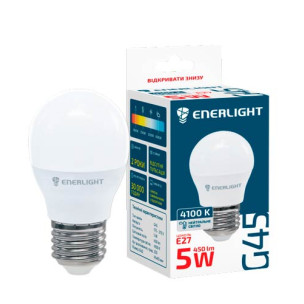 Лампа светодиодная ENERLIGHT G45 5ВТ 4100K E27
