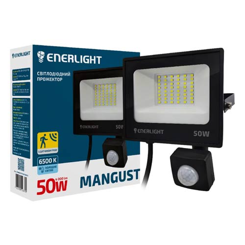 Прожектор LED Enerlight Mangust 50Вт 6500K із датчиком руху