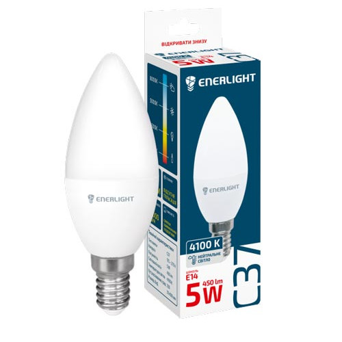 Лампа светодиодная ENERLIGHT С37 5Вт 4100K E14