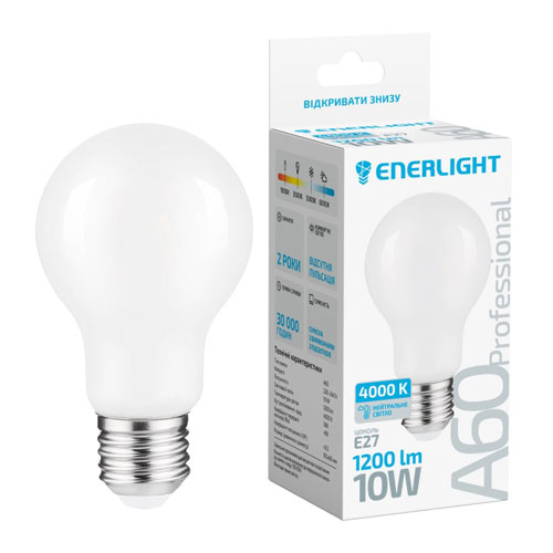 Лампа светодиодная ENERLIGHT A60 10Вт 4100K E27 Professional