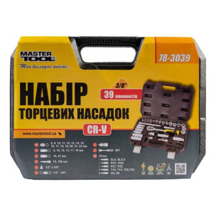 Набор насадок торцевых и биты 3/8" 39шт CrV MASTERTOOL