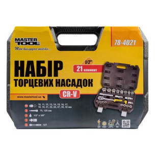 Набор насадок торцевых 1/2" 21шт CrV MASTERTOOL