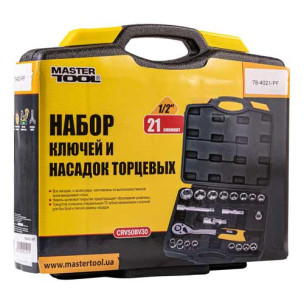 Набор насадок торцевых 1/2" 21шт CrV50BV30 MASTERTOOL 