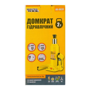Домкрат гідравлічний пляшковий 2т MASTERTOOL – 86-0020