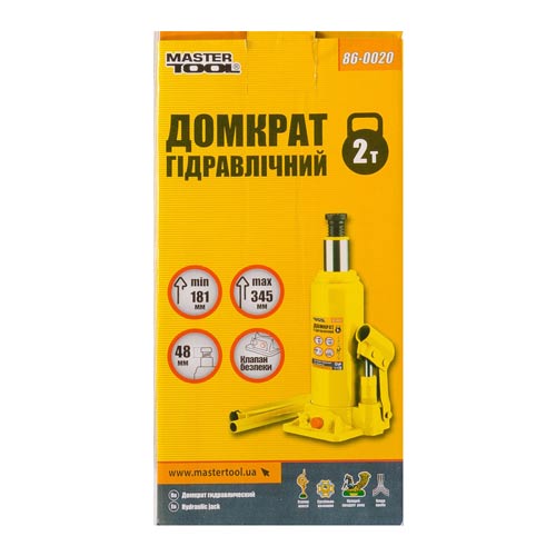 Домкрат гидравлический бутылочный 2т MASTERTOOL – 86-0020