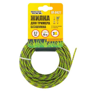 Леска для триммера Ø2.4мм бесшумная 15м MASTERTOOL SPIRAL SQUARE – 19-0424