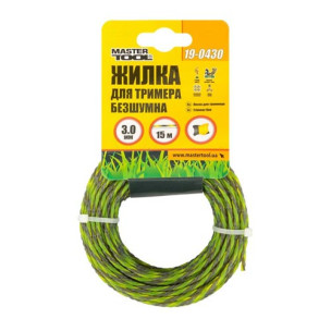 Леска для триммера Ø3.0мм бесшумная 15м MASTERTOOL SPIRAL SQUARE – 19-0430