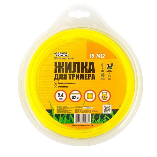 Ліска для тримера Ø2.4мм квадрат 82м блістер MASTERTOOL – 19-1412