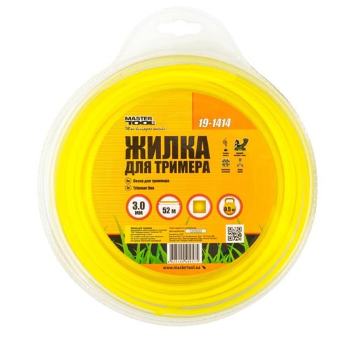 Ліска для тримера Ø3.0мм квадрат 52м блістер MASTERTOOL – 19-1414