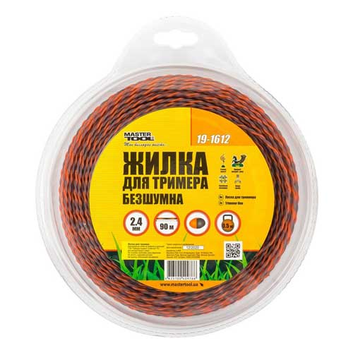 Леска для триммера Ø2.4мм бесшумная 90м блистер MASTERTOOL SPIRAL – 19-1612