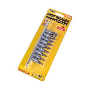 Набор торцевых головок 9 шт E-TORX 1/4" с отверточными насадками CrV MASTERTOOL – 78-1400