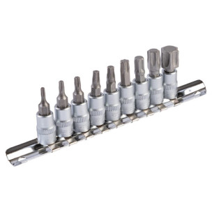 Набор торцевых головок 9 шт E-TORX 1/4" с отверточными насадками CrV MASTERTOOL – 78-1400