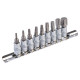 Набір торцевих головок 9 шт E-TORX 1/4" з насадками для викрутки CrV MASTERTOOL – 78-1400