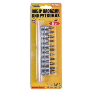 Набор торцевых головок 11 шт E-TORX 1/4" с отверточными насадками CrV MASTERTOOL – 78-1401