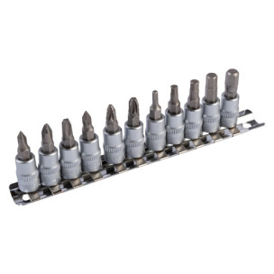 Набор торцевых головок 11 шт E-TORX 1/4" с отверточными насадками CrV MASTERTOOL – 78-1401