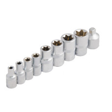 Набір торцевих головок 9 шт E-TORX 1/4" E5-E8 3/8" E10-E16 CrV MASTERTOOL – 78-1409