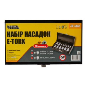 Набор торцевых головок 14 шт E-TORX металлический кейс CrV MASTERTOOL – 78-1414