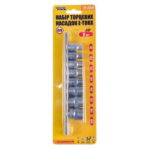 Набор торцевых головок 8 шт E-TORX 3/8" E8-E20 CrV MASTERTOOL – 78-3808
