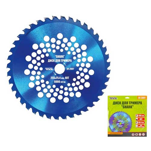 Диск для тримера Ø255×25.4мм 40Т із твердосплавними напайками MASTERTOOL SHARK –19-2001