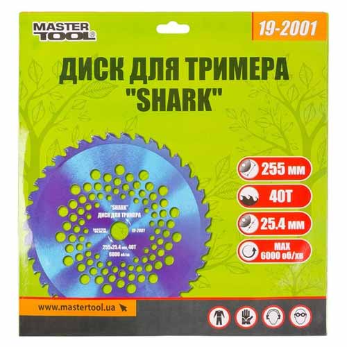 Диск для тримера Ø255×25.4мм 40Т із твердосплавними напайками MASTERTOOL SHARK –19-2001