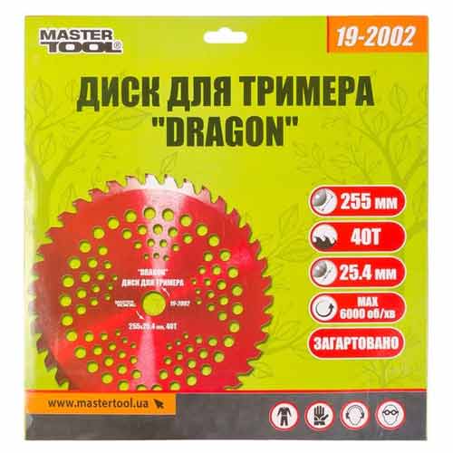 Диск для тримера Ø255×25.4мм 40Т із твердосплавними напайками MASTERTOOL DRAGON –19-2002