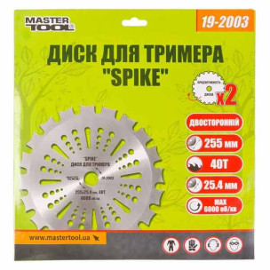 Диск для триммера Ø255×25.4мм 40Т с твердосплавными напайками MASTERTOOL SPIKE –19-2003