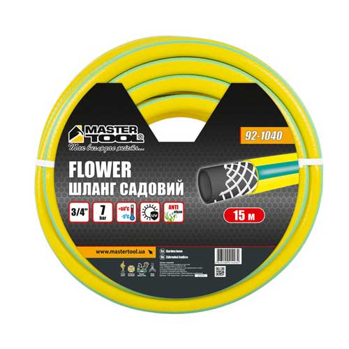 Шланг для поливу ¾" армований 15м тришаровий MASTERTOOL FLOWER – 92-1040