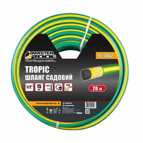 Шланг для поливу ½" армований 20м тришаровий MASTERTOOL TROPIC – 92-1082