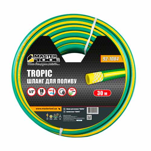 Шланг для поливу ½" армований 30м тришаровий MASTERTOOL TROPIC – 92-1084