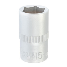 Головка торцева 15мм 6-гранна 1/2" коротка CrV MASTERTOOL – 78-0015