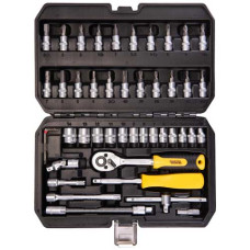 Набір насадок торцевих та біти 1/4" 46шт CrV MASTERTOOL