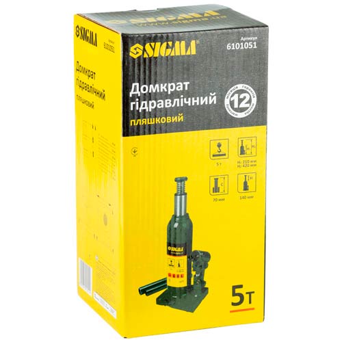Домкрат гідравлічний пляшковий 5т SIGMA – 6101051