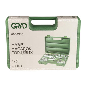 Набор насадок торцевых 1/2" 21шт CrV GRAD