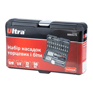 Набор насадок торцевых и биты 1/4" 56шт CrV ULTRA 