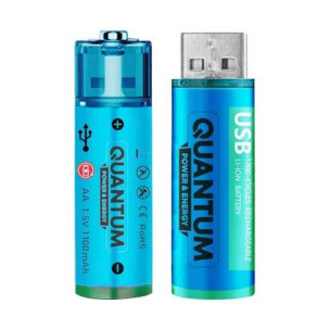 Комплект акумуляторів Quantum USB Li-ion AA 1100 mAh з магнітом