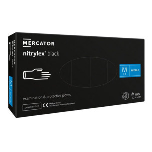 Перчатки нитриловые черные нестерильные Mercator Nitrylex Black-100 шт/уп