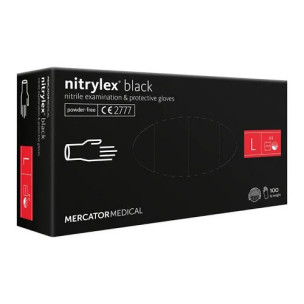 Перчатки нитриловые черные нестерильные Mercator Nitrylex Black-100 шт/уп
