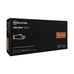 Перчатки нитриловые черные нестерильные Mercator Nitrylex Black-100 шт/уп