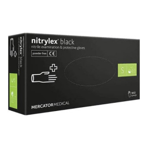 Перчатки нитриловые черные нестерильные Mercator Nitrylex Black-100 шт/уп