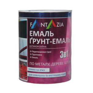 Грунт-емаль 3 в 1 антикорозійний чорний 0,8 кг Fantazia
