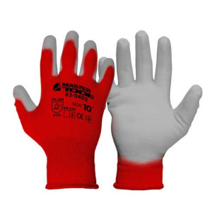 Робочі рукавички Mastertool безшовні червоно-сірий нітрил