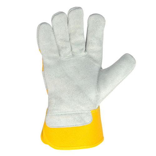 Рабочие перчатки DOLONI 4574 трикотажные комбинированные спилок + желтая ткань манжет крага, размер 10