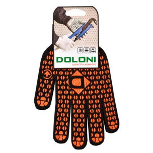 Робочі рукавички робочі DOLONI 10315 ДКГ чорний червоний малюнок