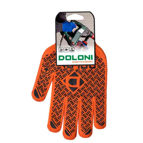 Робочі рукавички DOLONI 4470 помаранчеві трикотажні з 2-х сторін пвх Універсал PROFI 10 клас